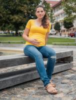 Tehotenské tričko krátky rukáv – Žlté